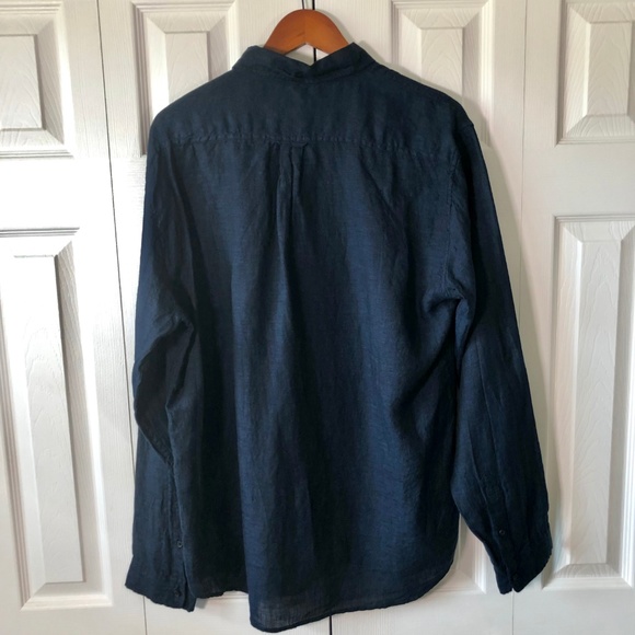 Azul Japanese Navy Blue Linen Button Down Shirt 52 - Picture 2 of 8